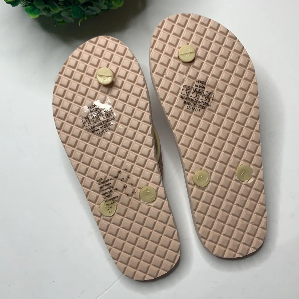 Michael Kors Blush Rose Gold Glitter Flip Flops